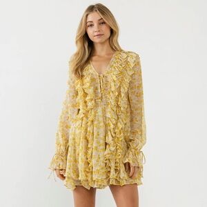 Endless Rose | Dresses | Floral Yellow Ruffle Dress | Poshmark